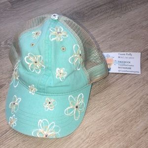 Custom painted floral adjustable mesh cap